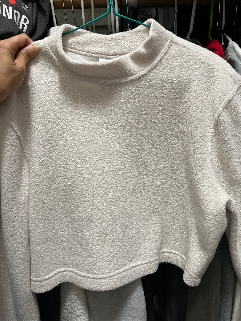 Nike Women’s Cream Cropped Mock Neck Pullover Sweater